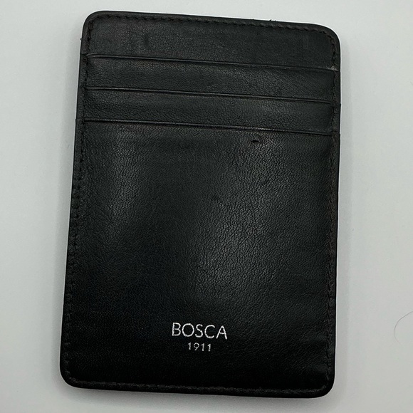 Men’s Rare Out Of Stock Bosca Black Leather Thin Minimalist Money Clip Wallet - Picture 1 of 4